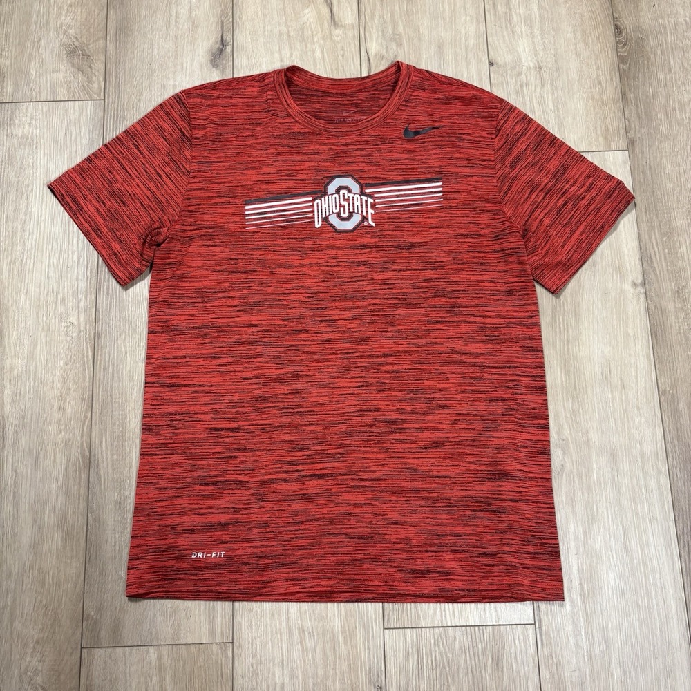 Nike Ohio State Buckeyes Dri Fit Shirt Mens M Red University Tee Short Sleeve T